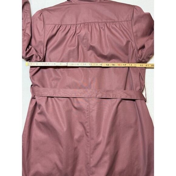 Vintage London Fog Maincoats Removable Faux Fur Lining Mauve Trench Belted Sz 12 - Picture 5 of 10
